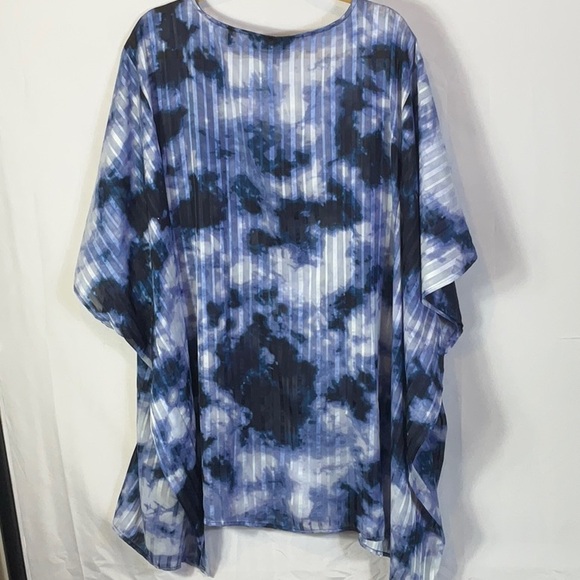 Lane Bryant Navy Blue Tie-Dye Sheer Stripe swimsuit, cover-up Size 30/32 - Picture 2 of 5